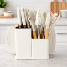 Кухонний комплект з 19 предметів білий Kitchen Set — Набір кухонного приладдя з підставкою Кухонний комплект з 19 предметів білий Kitchen Set — Набір кухонного приладдя з підставкою