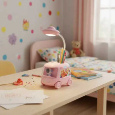 Дитяча настільна лампа для навчання Автобус (Bus table lamp) з підставкою для ручок та олівців
