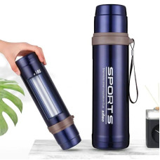 Термос для подорожей (з нержавіючої сталі), термопляшка вакуумна з подвійними стінками та фільтром код 591742 Термос для подорожей (з нержавіючої сталі), термопляшка вакуумна з подвійними стінками та фільтром код 591742