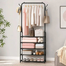 Вішалка підлогова для речей 170×60×26 см Clothes Rack Up із взуттєвими полицями
