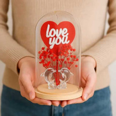 Серце в колбі "Love you" з підсвічуванням на батарейках - Декоративна сувенірна фігурка-нічник у подарунок
