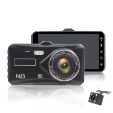 Автореєстратор на дві камери FullHD, Відеореєстратор з сенсорним екраном 4" та датчиком удару для авто код 582194