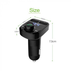 FM-модулятор для авто чорний (Bluetooth, Hands-Free), трансмітер з двома USB для зарядки та microSD код 391574