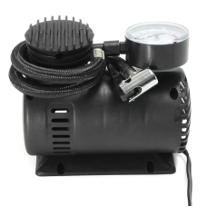 Компактний чорний компресор 12V та 250 PSI, насос для шин з насадками для авто, вело та м'ячів код 573910