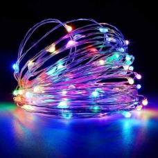 Гірлянда для новорічного декору (на батарейках), світлодіодна нитка різнокольорова RGB та 5 метрів код 741982 Гірлянда для новорічного декору (на батарейках), світлодіодна нитка різнокольорова RGB та 5 метрів код 741982